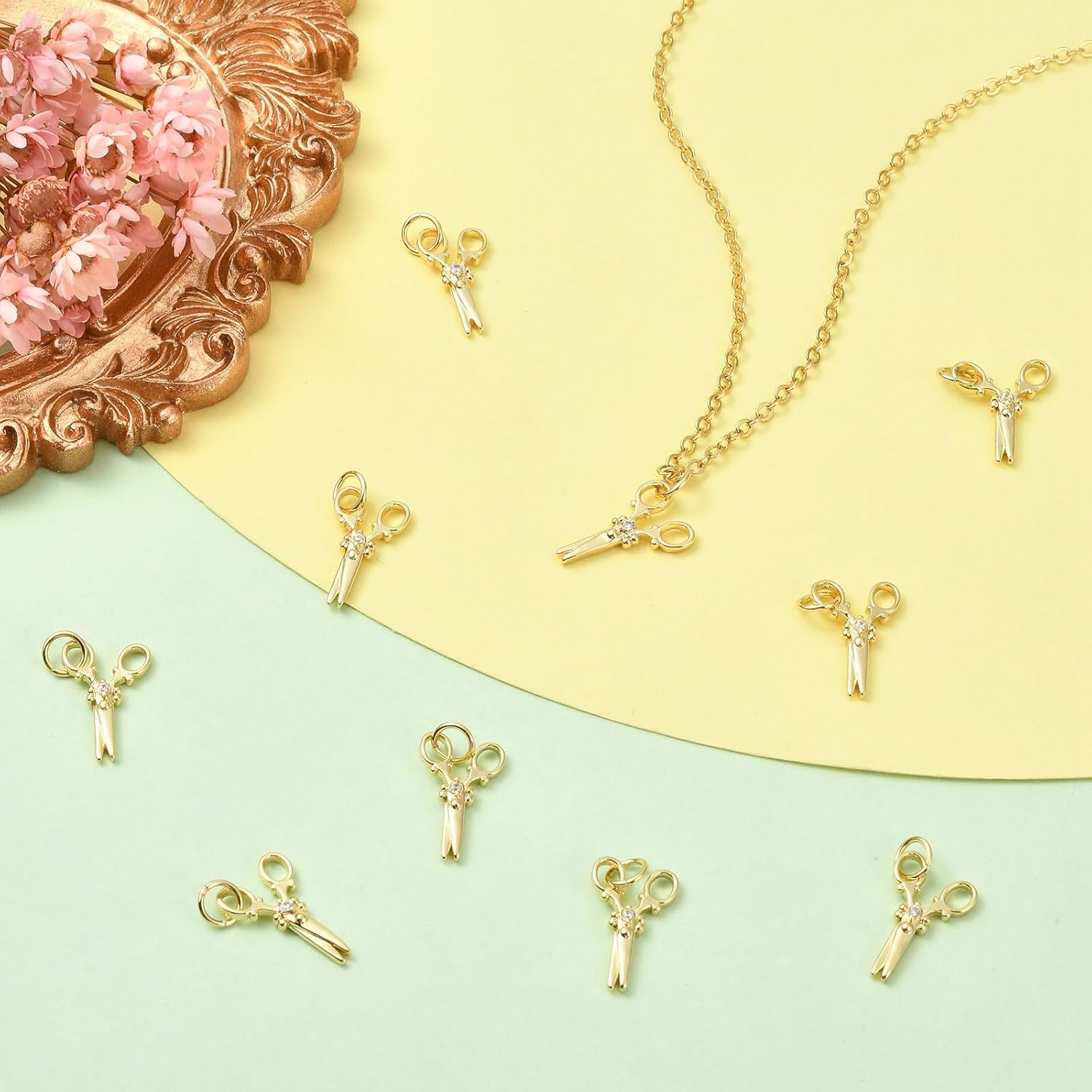 KitBeads 10Pcs Gold Plated Scissors Charms Brass Micro Pave Sewing Mini Tool Cubic Zirconia Charm for Jewelry Making Bracelets Necklaces Earrings Crafts - Image 5