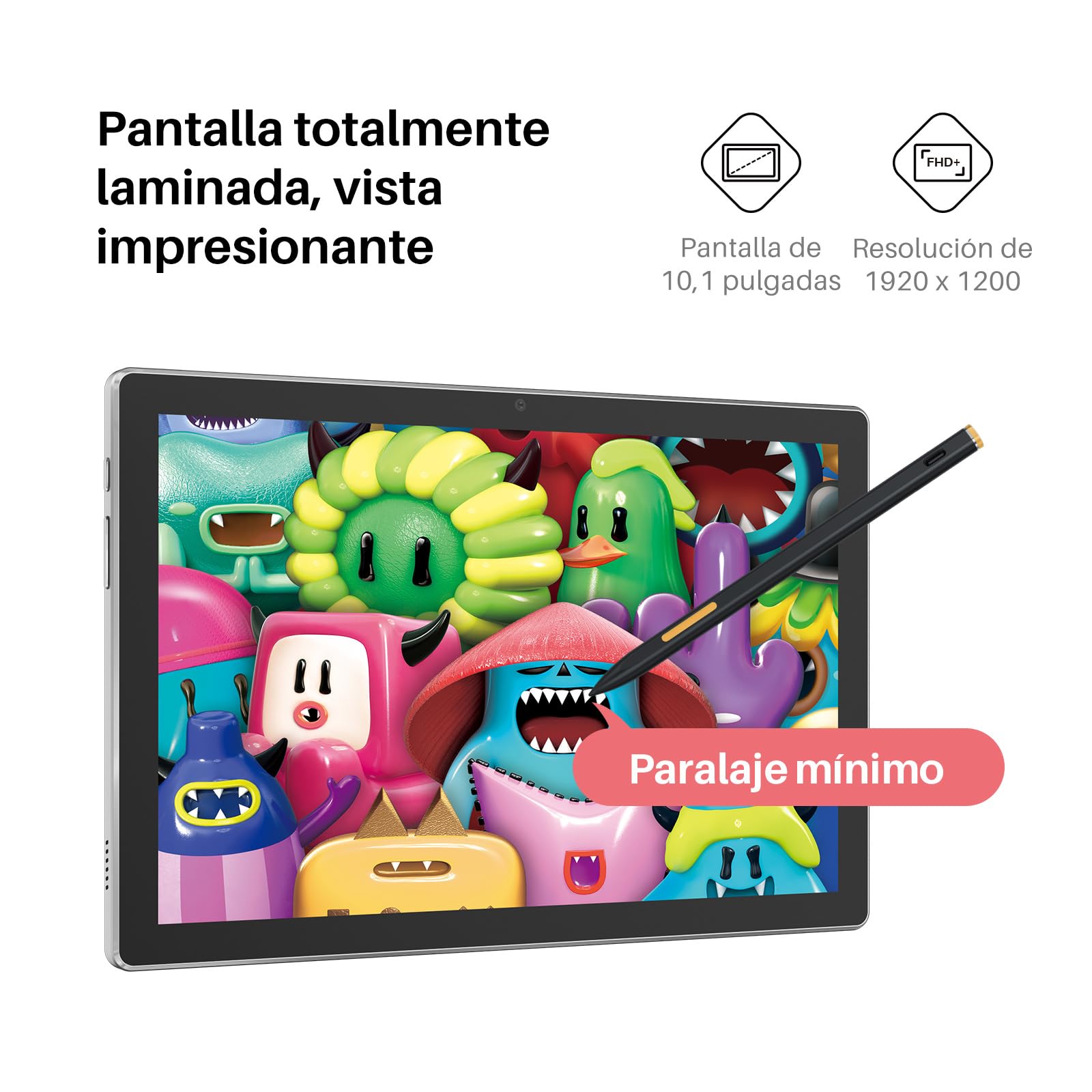 HUION Kamvas Slate 10 Tableta de Dibujo Independiente con Pantalla Laminado Completo, Tableta Gráfica FHD de 10,1" y Lápiz óptico de 4096 Niveles, Android 12, 8GB + 128GB para Artista Principiante