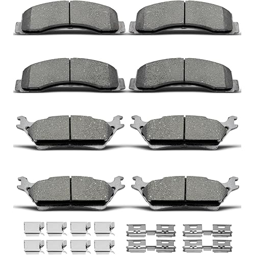 D1414 D1602 Front Rear Ceramic Brake Pads With Clips Fit For 2012-2020 Ford F-150 (8 pcs)