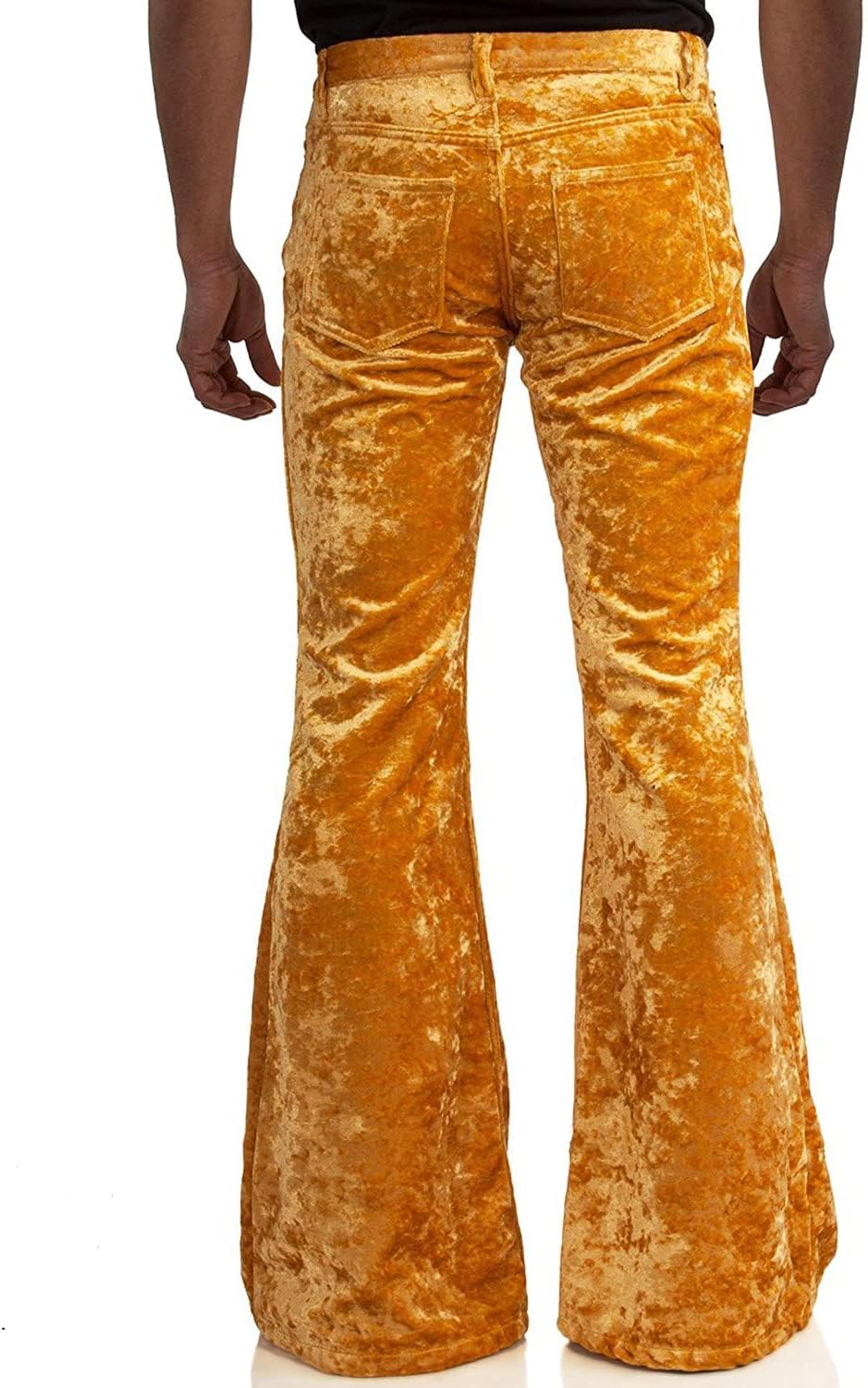 Men's Velvet Relaxed Vintage 60s 70s Bell Bottom Stretch Fit Classic Comfort Flared Flares Retro Leg Disco Pants - Image 5