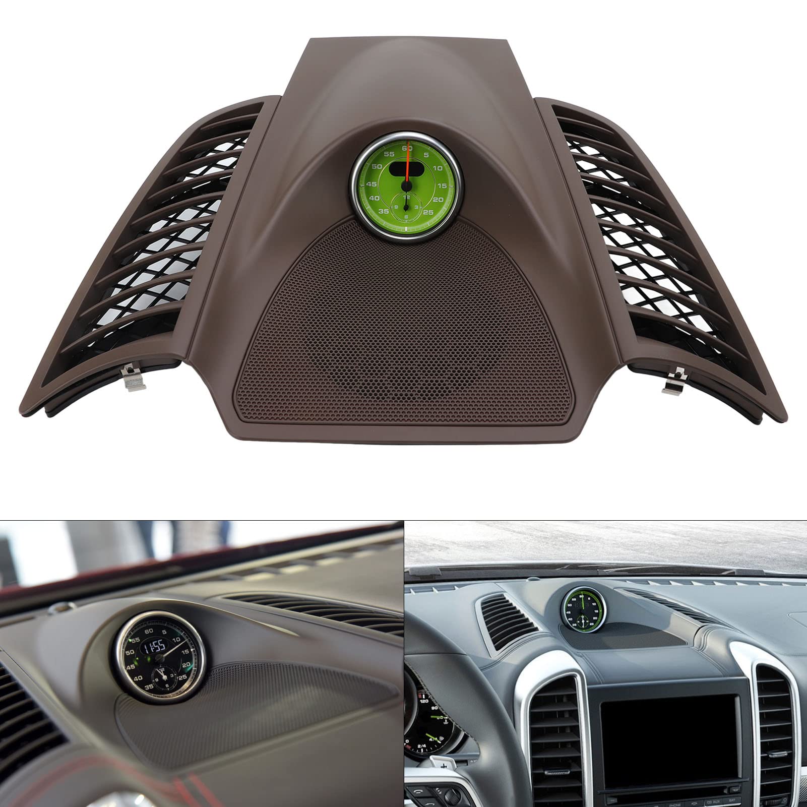 Dashboard Panel Trim Stopwatch Kit, Upper Center Dashboard Panel Trim with Green Stopwatch Replacement for 2011?2017 Console Parts (Brown #14)