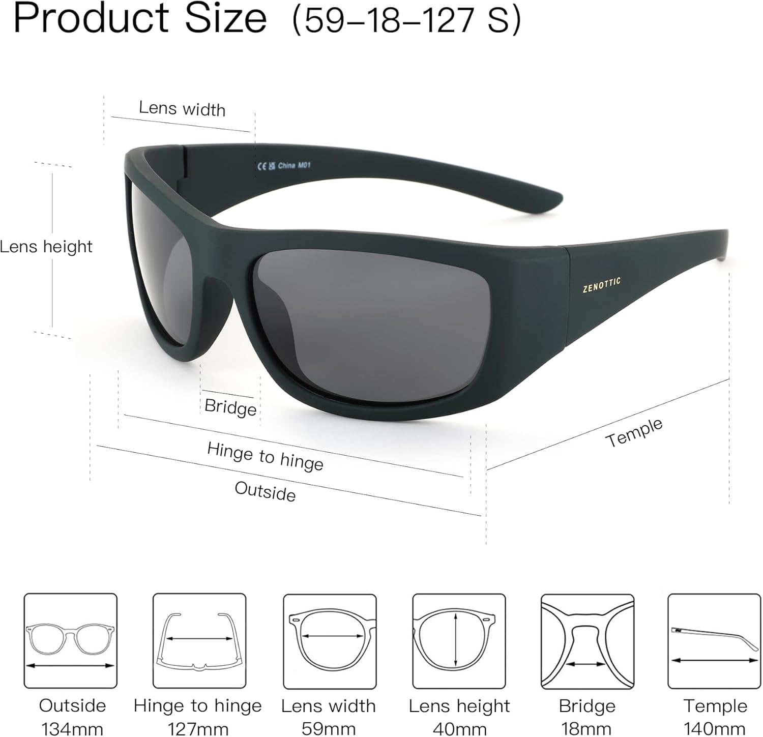 ZENOTTIC Polarized Sport Sunglasses for Men: UV400 Protection Wrap Around Sun Glasses Unbreakable Shades for Driving Fishing - Image 3