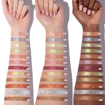 Multichrome Glitter Eyeshadow, Champagne Rose Gold Metallic Shimmer Eye Shadow, High-Pigment Color Shift Iridescent Single Eyeshadow, Smooth Waterproof Long-Lasting Formula, Sombra de Ojos 01