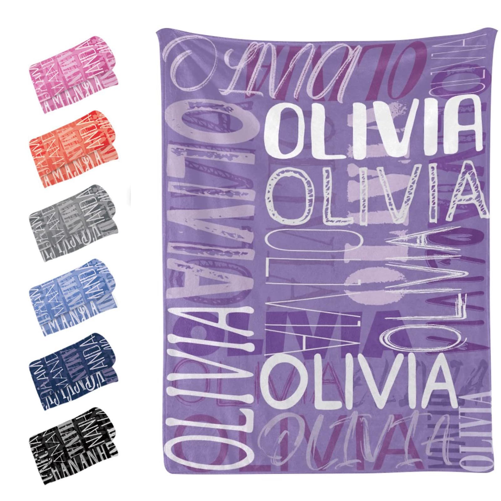 WOMB Manta personalizada con nombre, manta personalizada para niñas, manta de franela para cama, regalo para adultos y niños (180 x 200 cm)