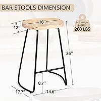 Vista 3 de HeuGah Juego de 3 taburetes de bar de altura de mostrador, taburete de bar de madera maciza para isla de cocina, taburete de bar de 26 pulgadas