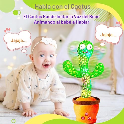 Miniatura 4 de Juguete recargable de cactus parlante bailarín para bebé, volumen ajustable, canto, imitación, repetición, juguetes de bebé para niñas y niños,