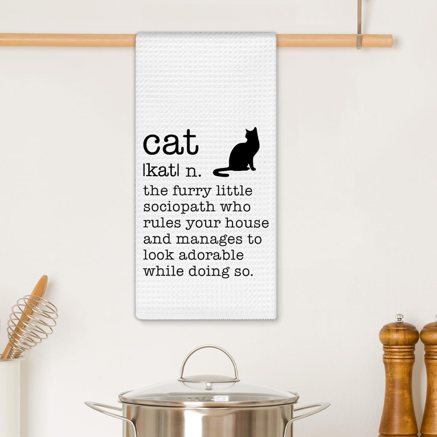 Funny Cat Hand Towels, Animal Lovers Gifts for People Who Love Cats Women Kitchen Towels Bathroom Decor, Pet Mom Owner Gifts, Cute Cat Definition Dishcloths Dish Towel for Kitchen 16X24 Inches - Image 2