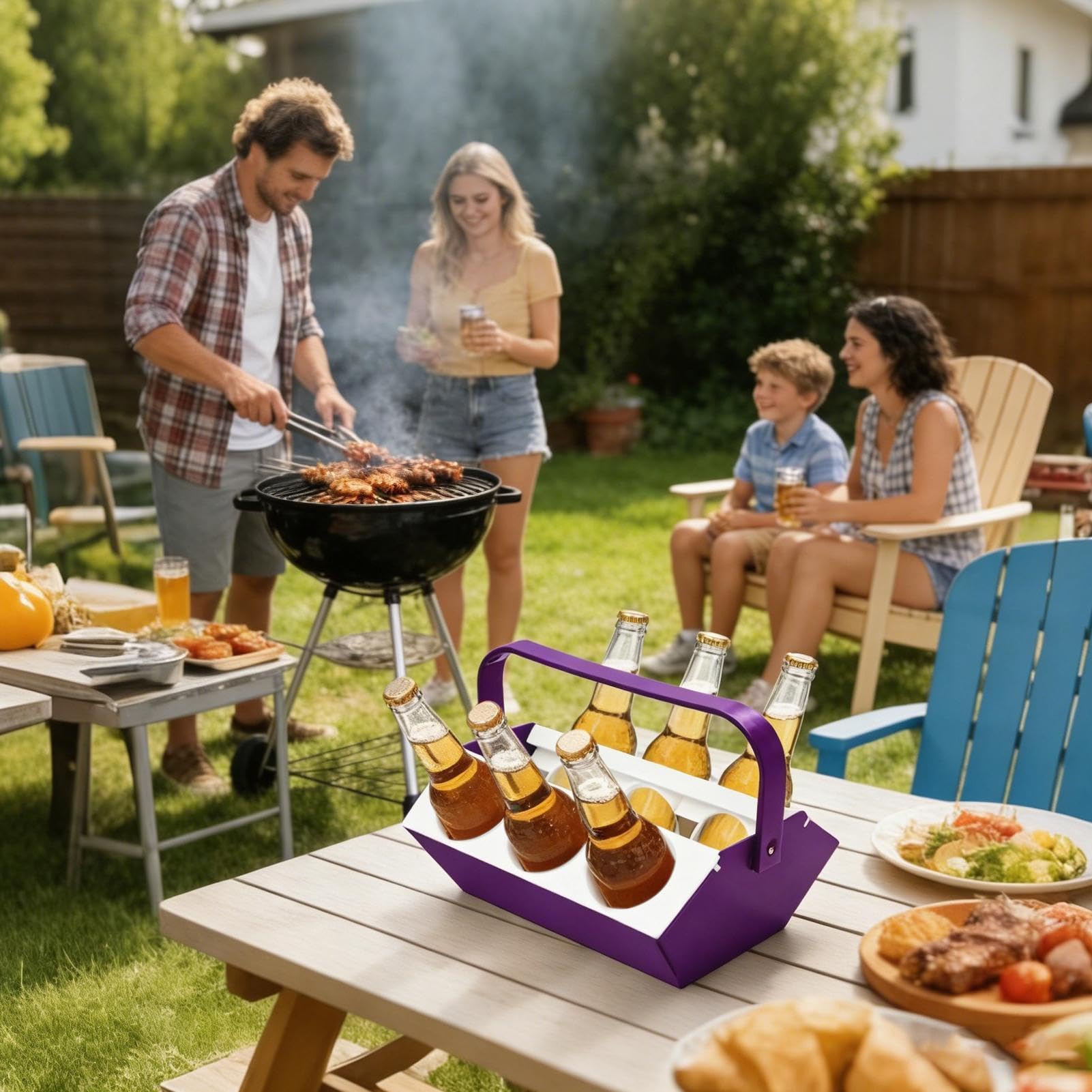 Porte-gobelet portable avec poignée - Sac de transport à bière avec compartiment isotherme - Boîte de rangement pour 6 boissons - Pour , camping, pêche, pique-nique, jardin, barbecue, extérieur