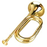 Hamwesh C Key Trumpet, Military Style Brass Bugle with Mouthpiece, for Marching Band Beginners Gifts (Gold)