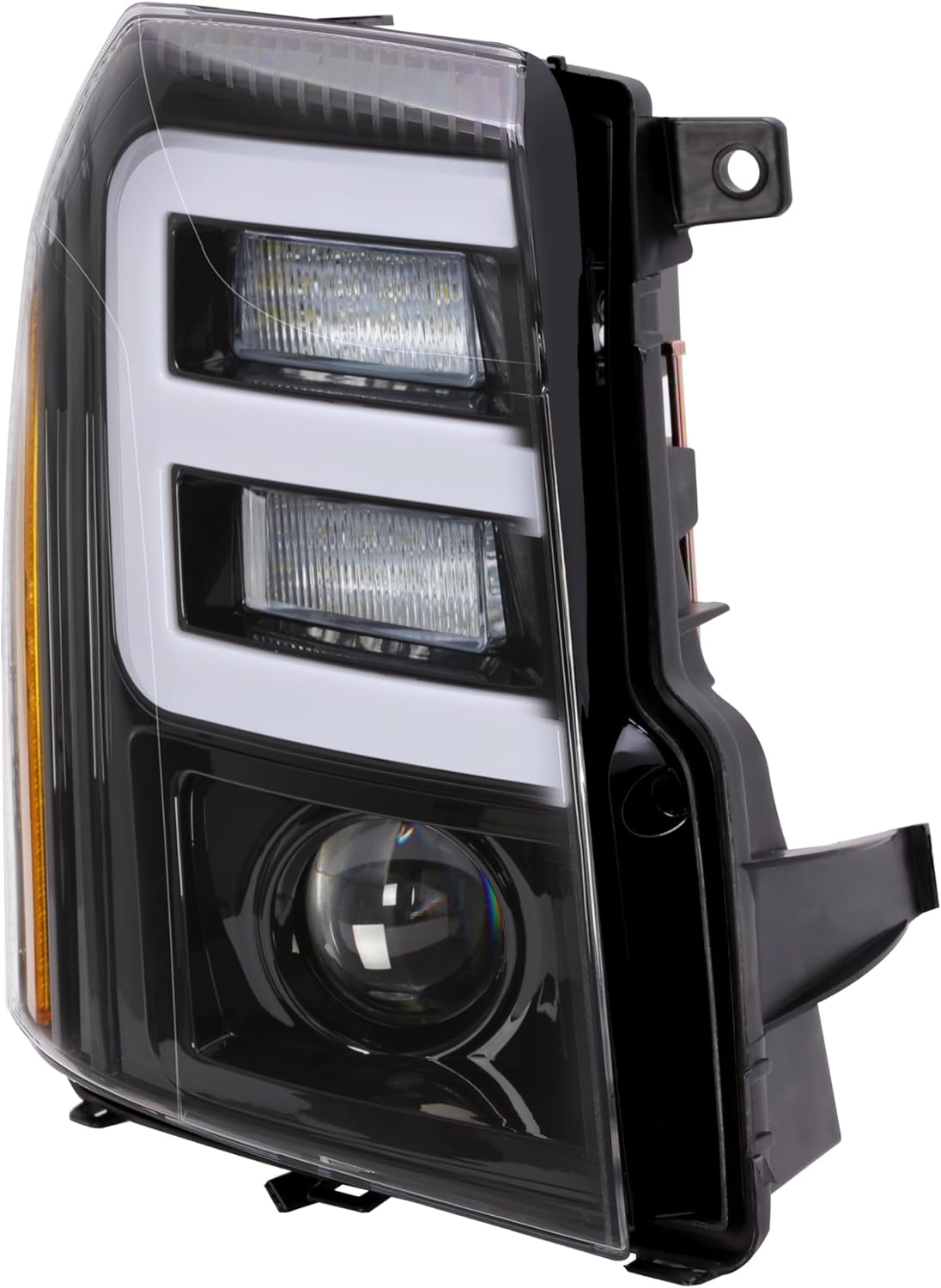 HECASA Headlight Compatible with 2007-2014 Cadillac Escalade w/LED Tube Day Running Light LED Projector