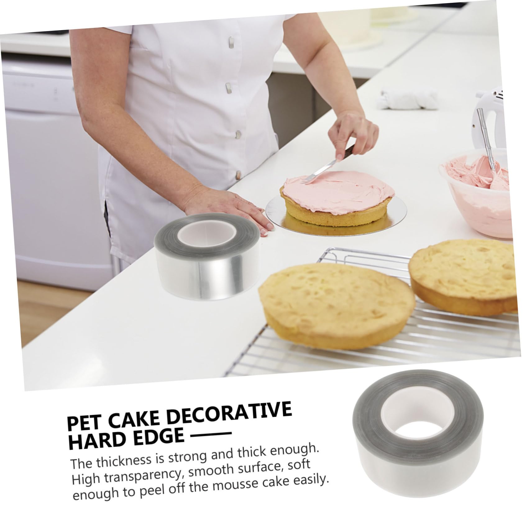 1 rouleau de papier acétate pour décoration de gâteau - Collerette de gâteau - Décoration de gâteau - Fournitures de gâteau pour animaux de compagnie