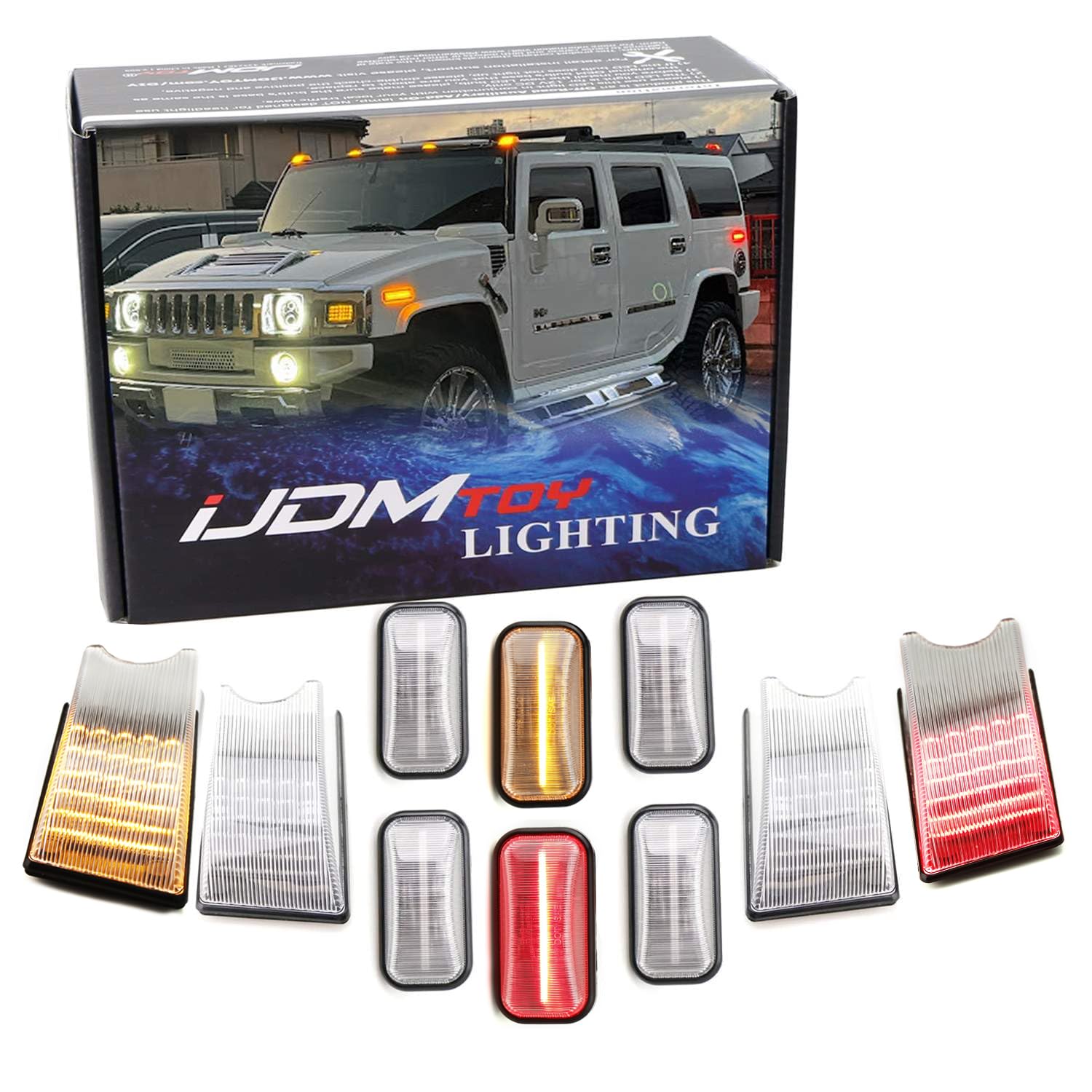 Amazon.co.jp: iJDMTOY クリアレンズ アンバー/レッド フルLED キャブ 