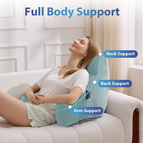 Miniatura 2 de Almohada de lectura con brazos para adulto, almohada de espalda para cama sentada, almohada de respaldo de espuma viscoelástica triturada con