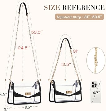 Missnine Clear Bag for Stadium Events Clear Crossbody Purse Stadium Approved Women Transparent Shoulder Bag for Concerts