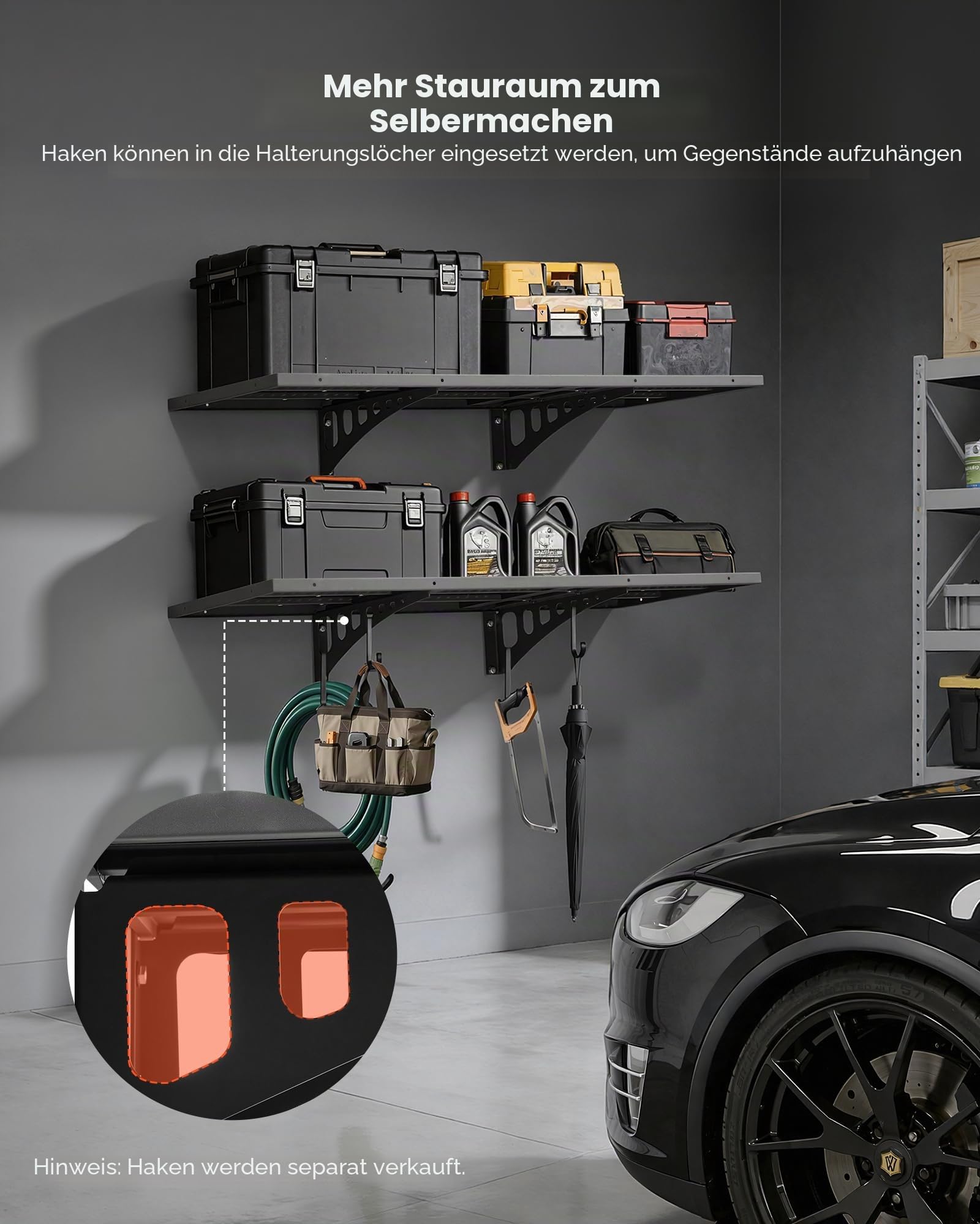 VEVOR 2er-Set Garagenregal 1219x503x200 mm Werkzeugaufbewahrung 127 kg pro Schicht Werkzeughalter Wand 1219x503 mm Regalfläche Aufbewahrungsregale Metallregal Werkzeug Organizer Wandregale