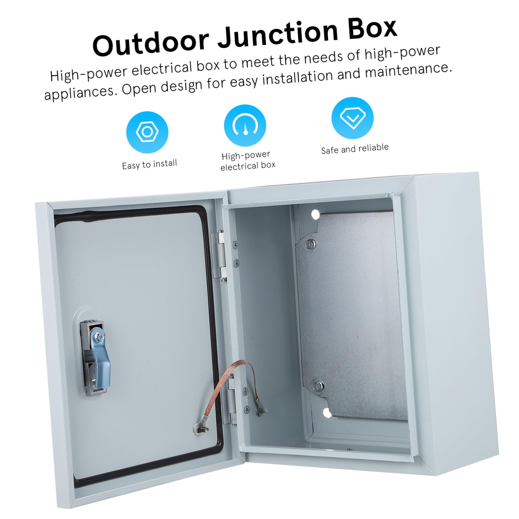 Baluue Elektroverteilerkasten Metall Spritzwassergeschützt 250x300x140mm Wetterfester Außenschaltschrank ohne Griff für Hausinstallation und Stromverteilung