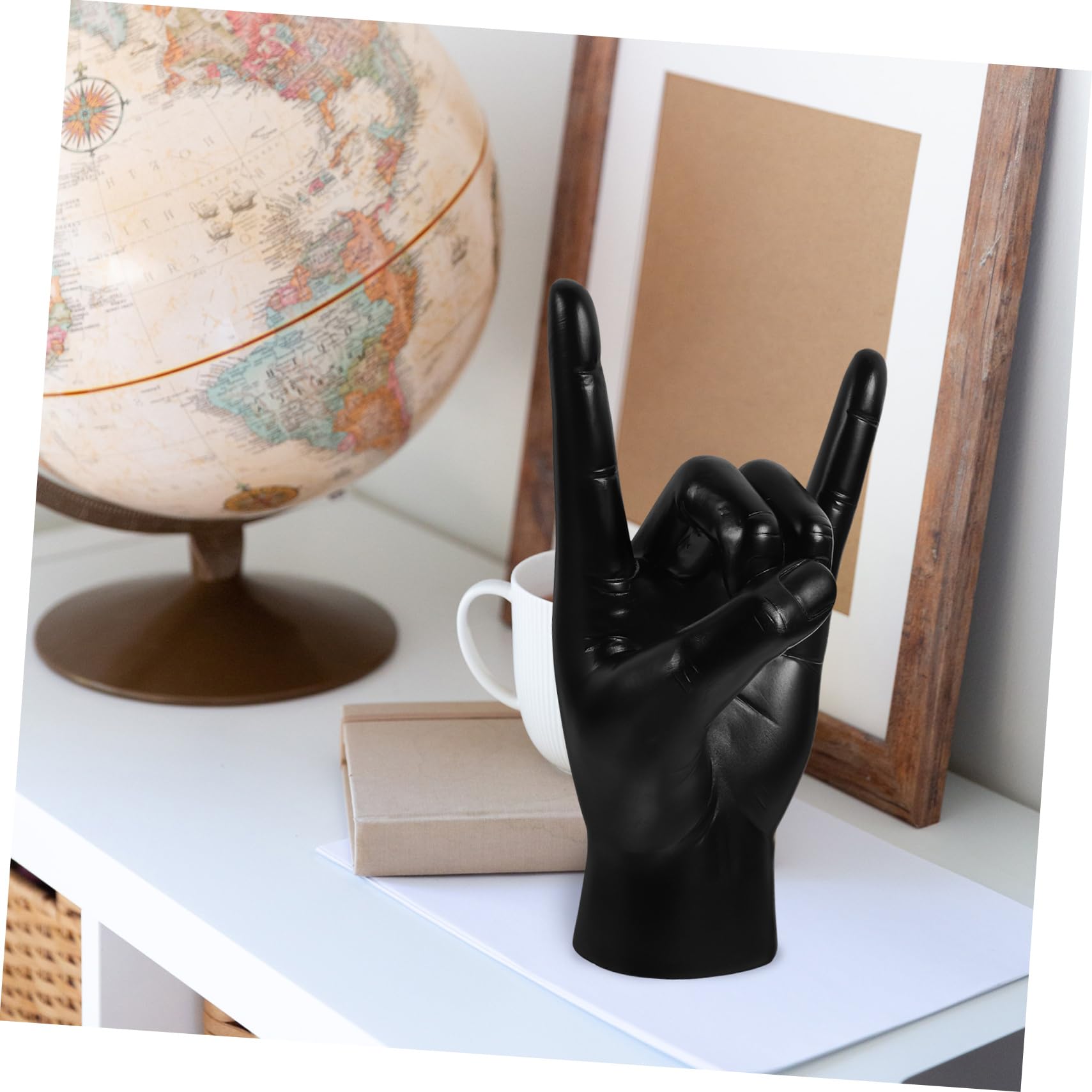 ZXQUEGF 4 Pezzi Modello di Musica Rock Resina Artigianato per la casa del Dito Statua Scultura in Stile Nordico Gesto Mano Astratta Decorazione della Camera da Letto