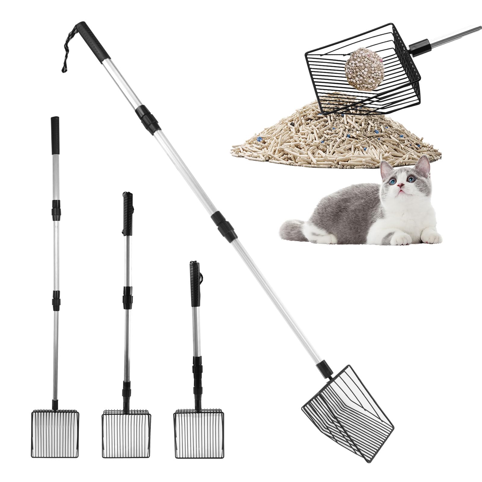 Paletta Per Lettiera Gatti In Acciaio Inox 304 Con Manico In Legno - Fori Da 4mm E 6mm, Antiperdita, Facile Da Pulire