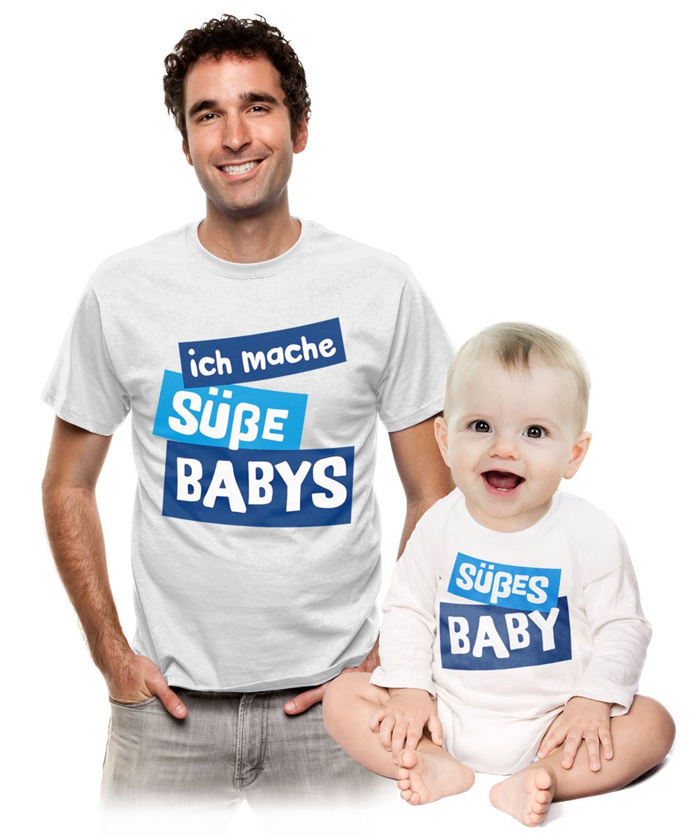 Partnerlook Ich Mache Süße Babys und Süßes Baby Herren T-Shirt & Babybody Mann 3XL / Baby 12-18 Monate