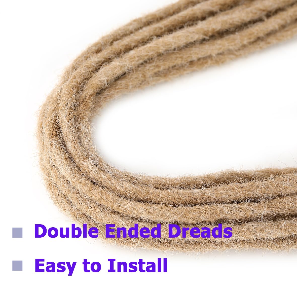 Leeven 24 Inch Grey Double Ended Dreadlock Extension 10 Strands Synthetic Hippie Dreads Handmade 0.6 Width Thin Soft Dreads Hair Extensions/Grey# - Image 4