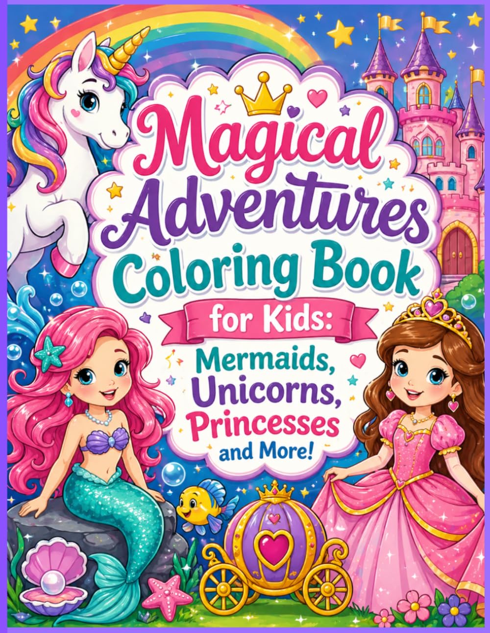 Magical Adventures Coloring Book for Kids: Mermaids, Unicorns, Princesses and More!