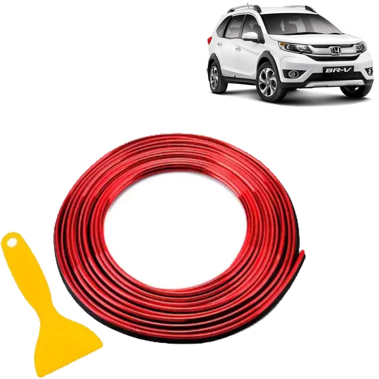 Aksmit Red Chrome Interior Decoration Beading, PVC Moulding Trim Strip (5 Meters) for Universal for Car