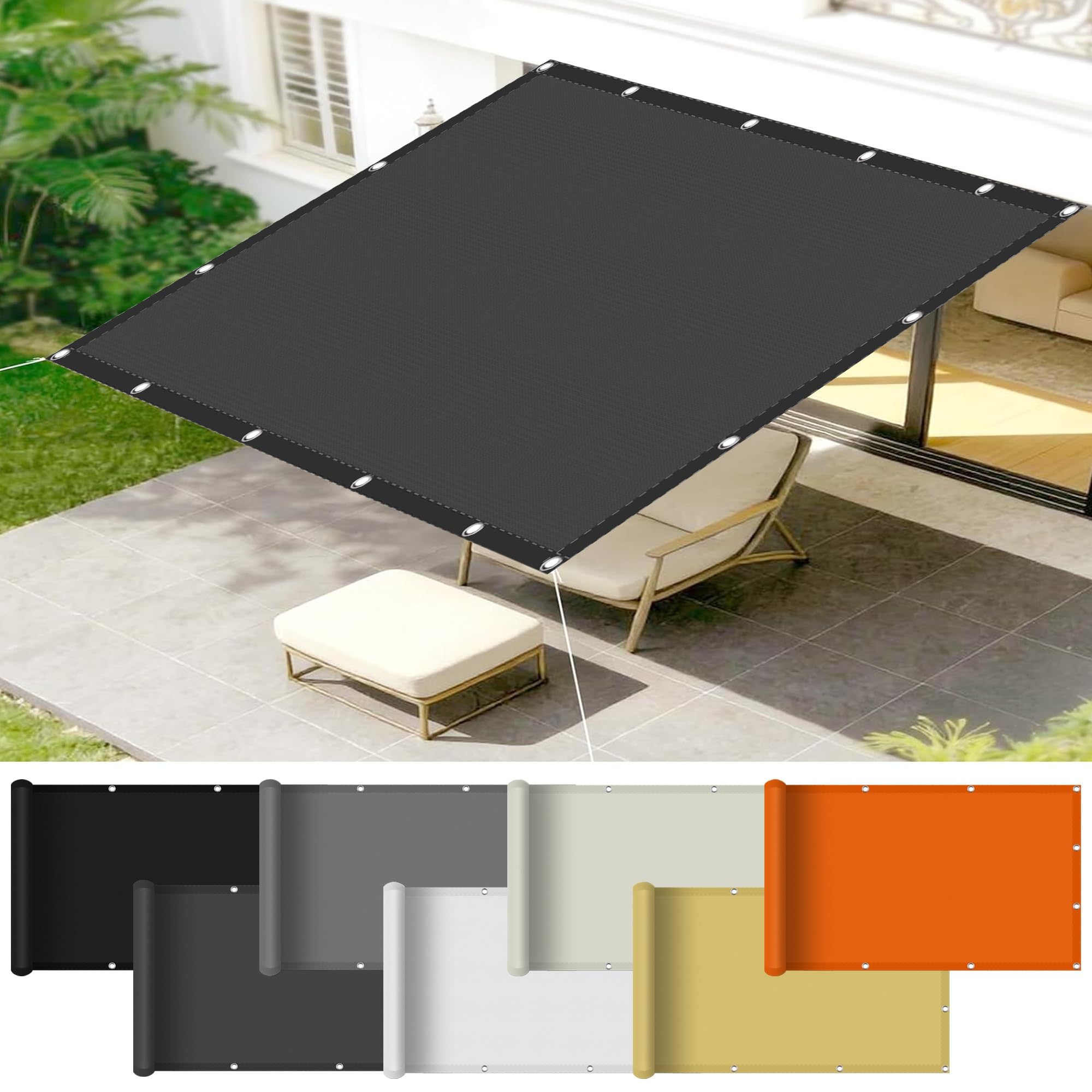 Toile ombrage protection UV imperméable, bâche oeillets pour patio