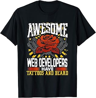 Coder Gift Awesome Web Developers Have Tattoos and Beard Camiseta