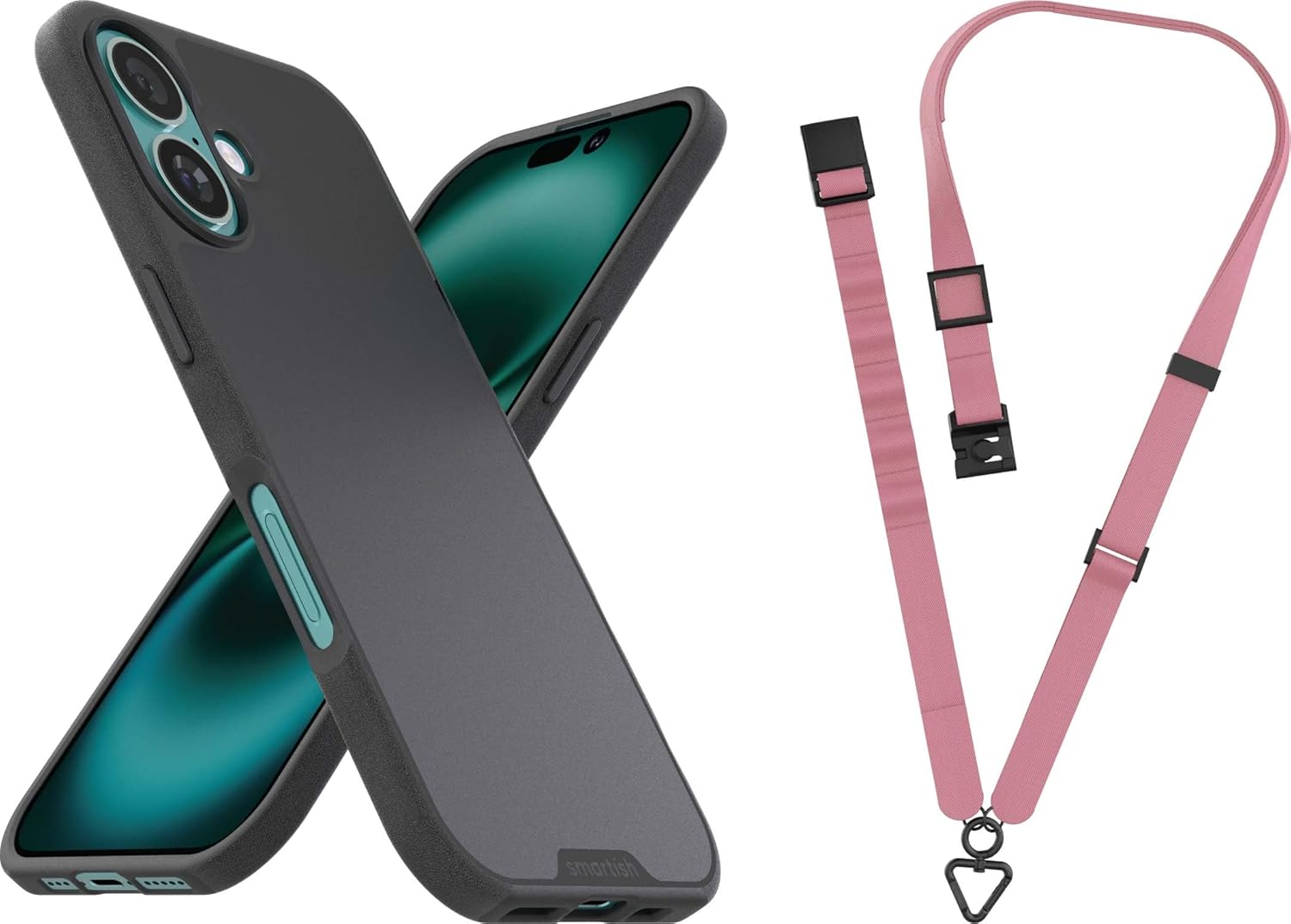 Smartish® iPhone 16 MagSafe Case + Crossbody Lanyard Strap - Gripmunk Protective Cover for Apple iPhone 16 + Case Clinger Strap - Mauve it or Lose it