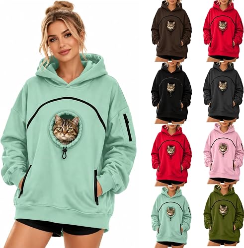 GAHIEDIM Pet Pouch Hoodie,Pet Pouch Hoodie With Pull Plus Size Zip Up Pocket For