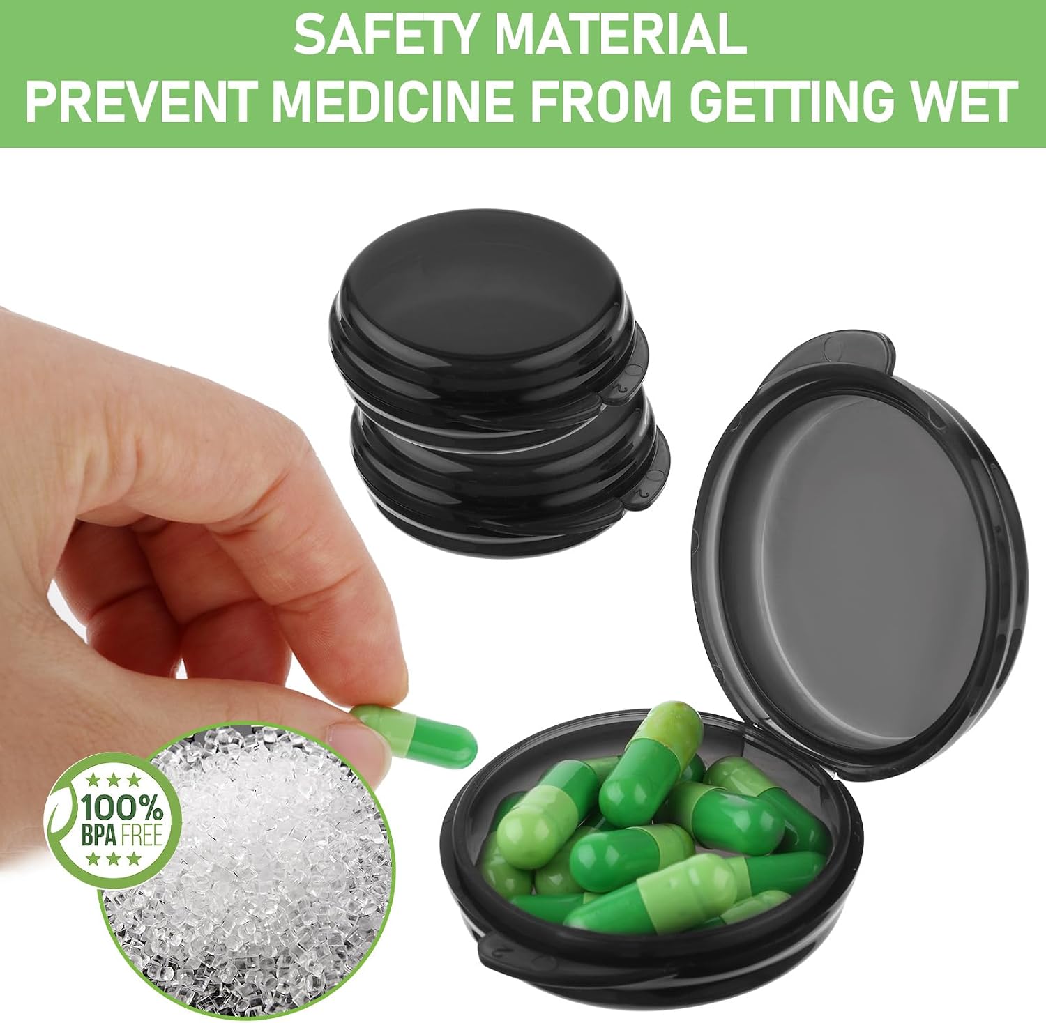 Gjinxi 3PCS Small Pill Box, Travel Round Pill Case, Portable Medicine Pill Container Holder, Daily Mini Pill Organizer for Purse Pocket to Hold Vitamin Medication Fish Oil Supplement