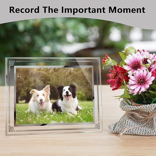 Miniatura 4 de Calenzana Marcos de fotos de vidrio de 8 x 10 pulgadas con borde plateado, marco de fotos de 8 x 10 para exhibición de mesa, paquete de 2