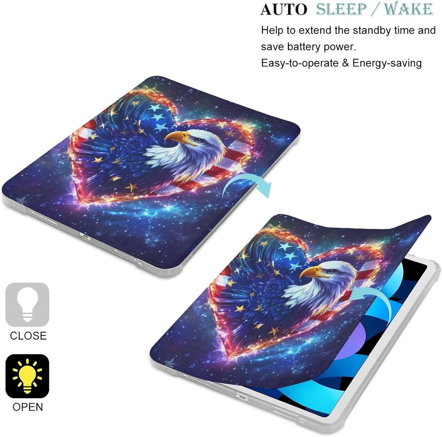 Eagle1 U.S. Flag Heart for IPad Pro/Air/2020/2021 Case image 2