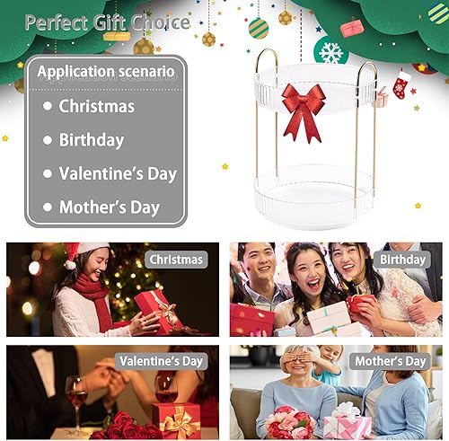 Miniatura 6 de Organizador de maquillaje giratorio para tocador, almacenamiento de cuidado de la piel transparente de alta capacidad, organizador de maquillaje,