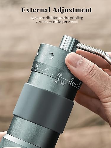 Vista 20 de Molinillo de café manual, rebabas de cerámica, capacidad de 0.71 oz, ajuste de molienda ajustable, tamaño portátil para acampar, acero inoxidable