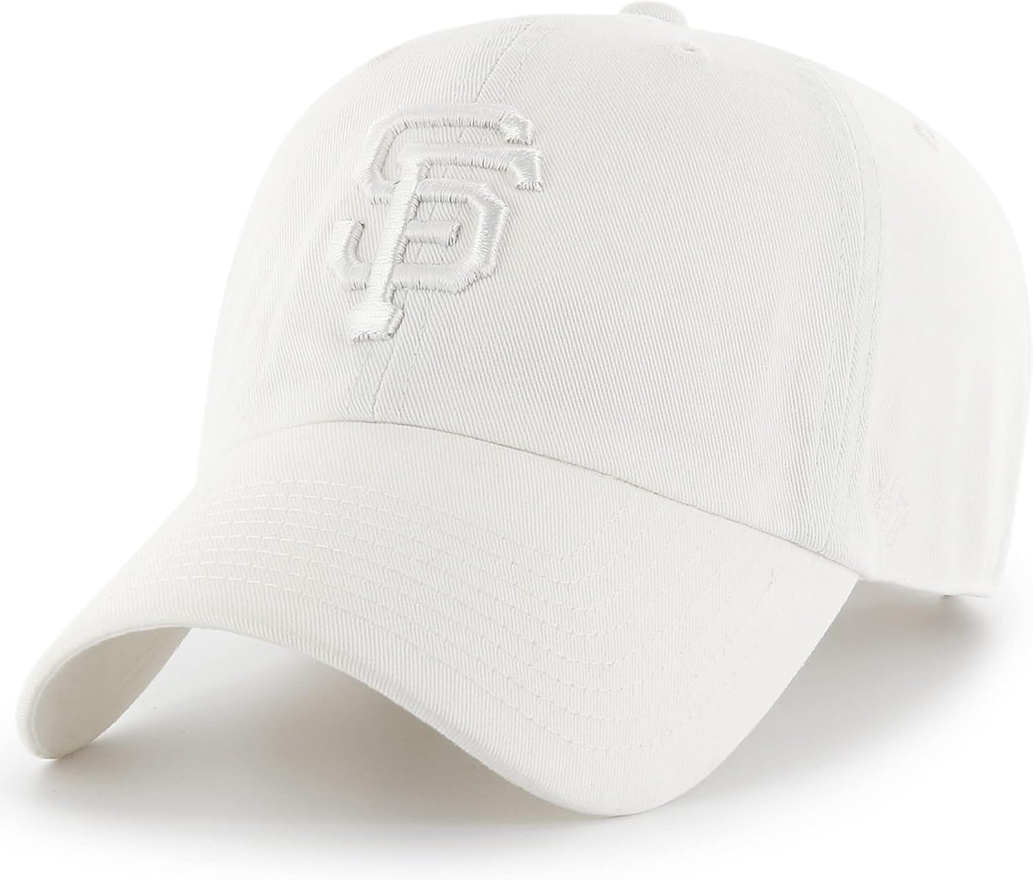 47 Brand MLB White White Primary Logo Clean Up Adjustable Baseball Cap Hat, Adult One Size Fits All