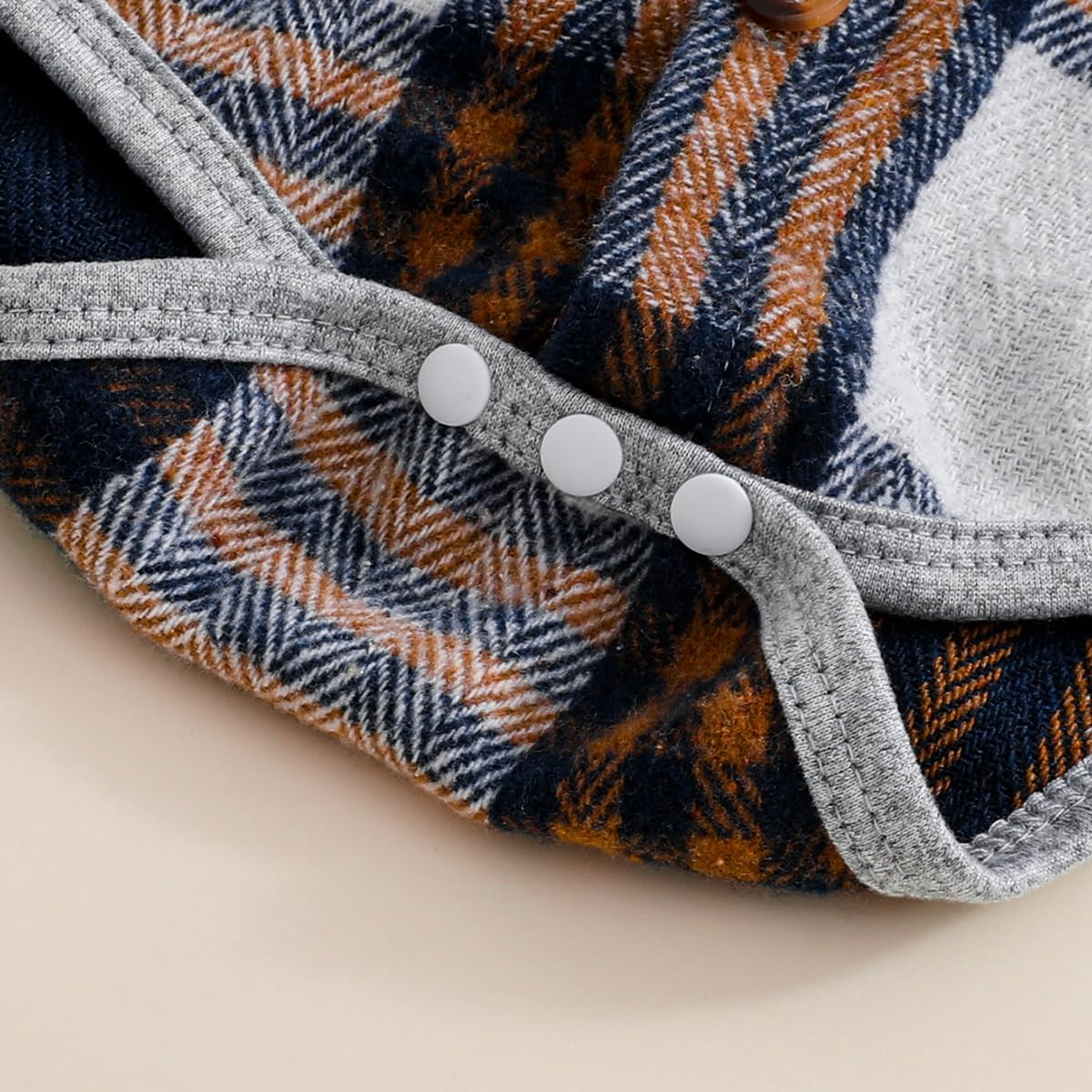 Vêtement Nouveau-né Garçon Color Block Manches Longues Body à Carreaux et Capuche +Pantalon Long Déchiré 2 Pièces Printemps Automne Ensemble