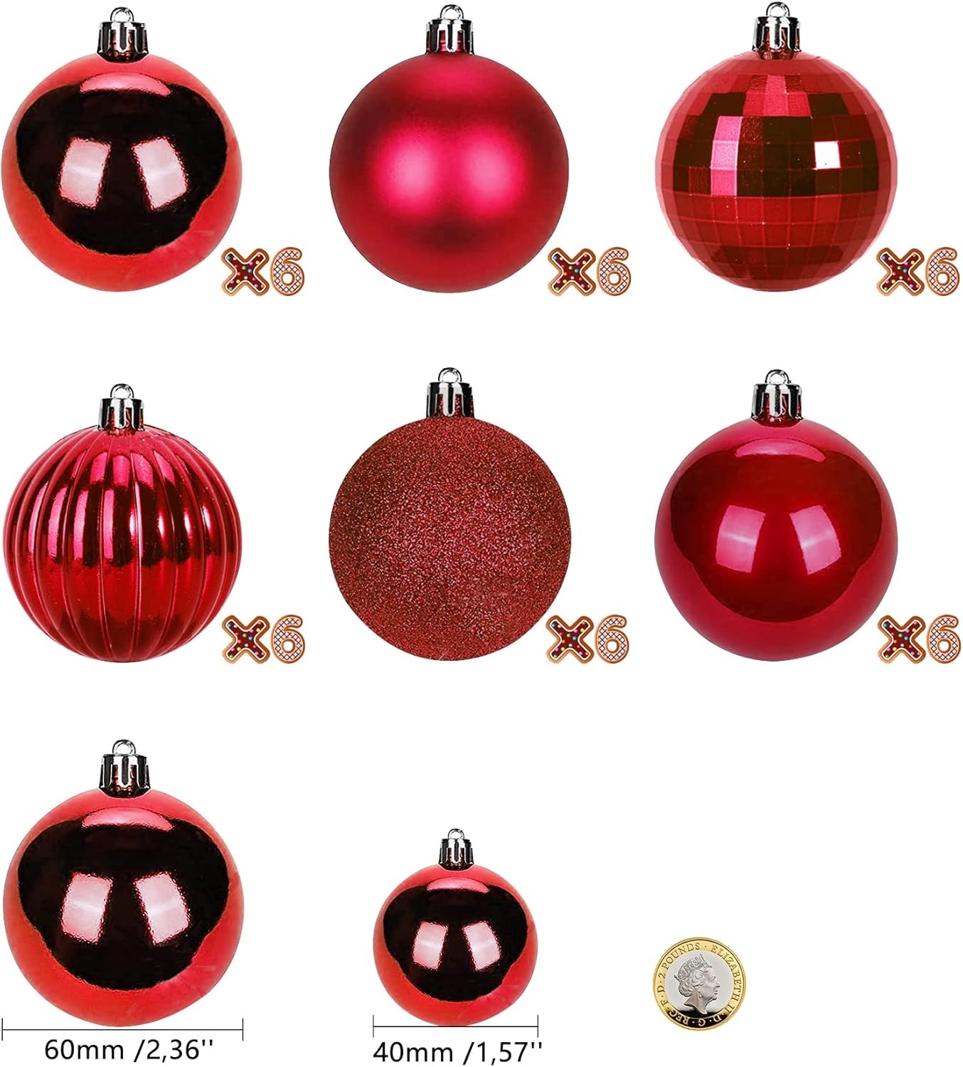 Karácsonyi gömbdíszek csomagolásban