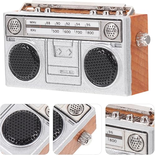 Miniatura 3 de Casa de muñecas en miniatura, electrodomésticos retro, mini modelo de radio retro de imitación, estilo vintage, pequeña, fotografía, accesorios para