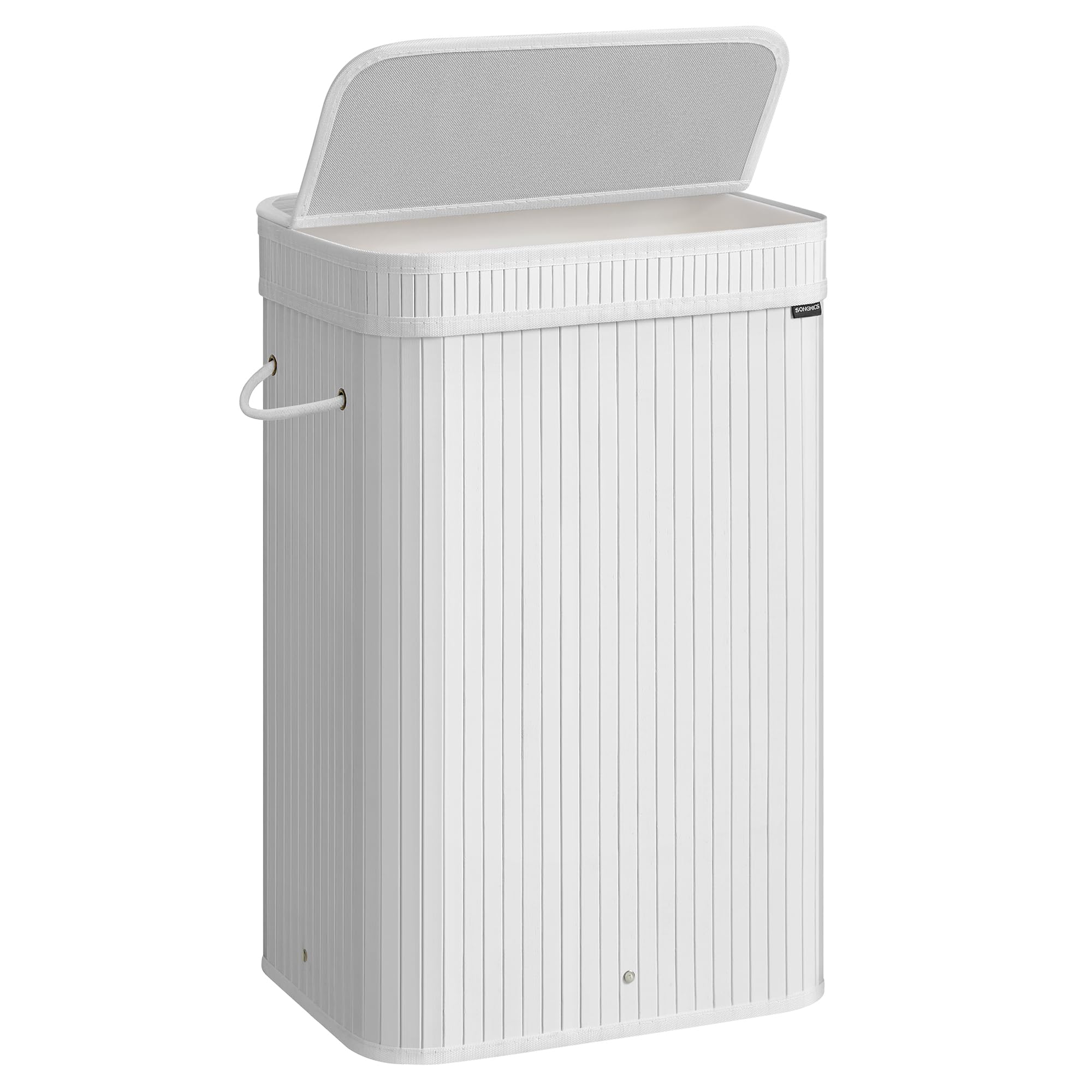 SONGMICS Laundry Hamper with Lid, Bamboo Laundry Basket, Removable Machine Washable Hamper Basket, with Handles, 72 L, for Laundry Room, Bedroom, Washroom, Cloud White LCB061W01The Forest Stewardship Council