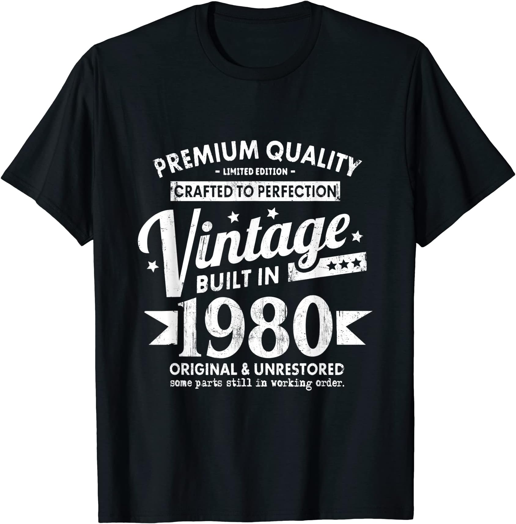 Anniversary Birthday Gift Designs For Men & WomenVintage Built In 1980 Birth Year Original Bday Birthday T-Shirt