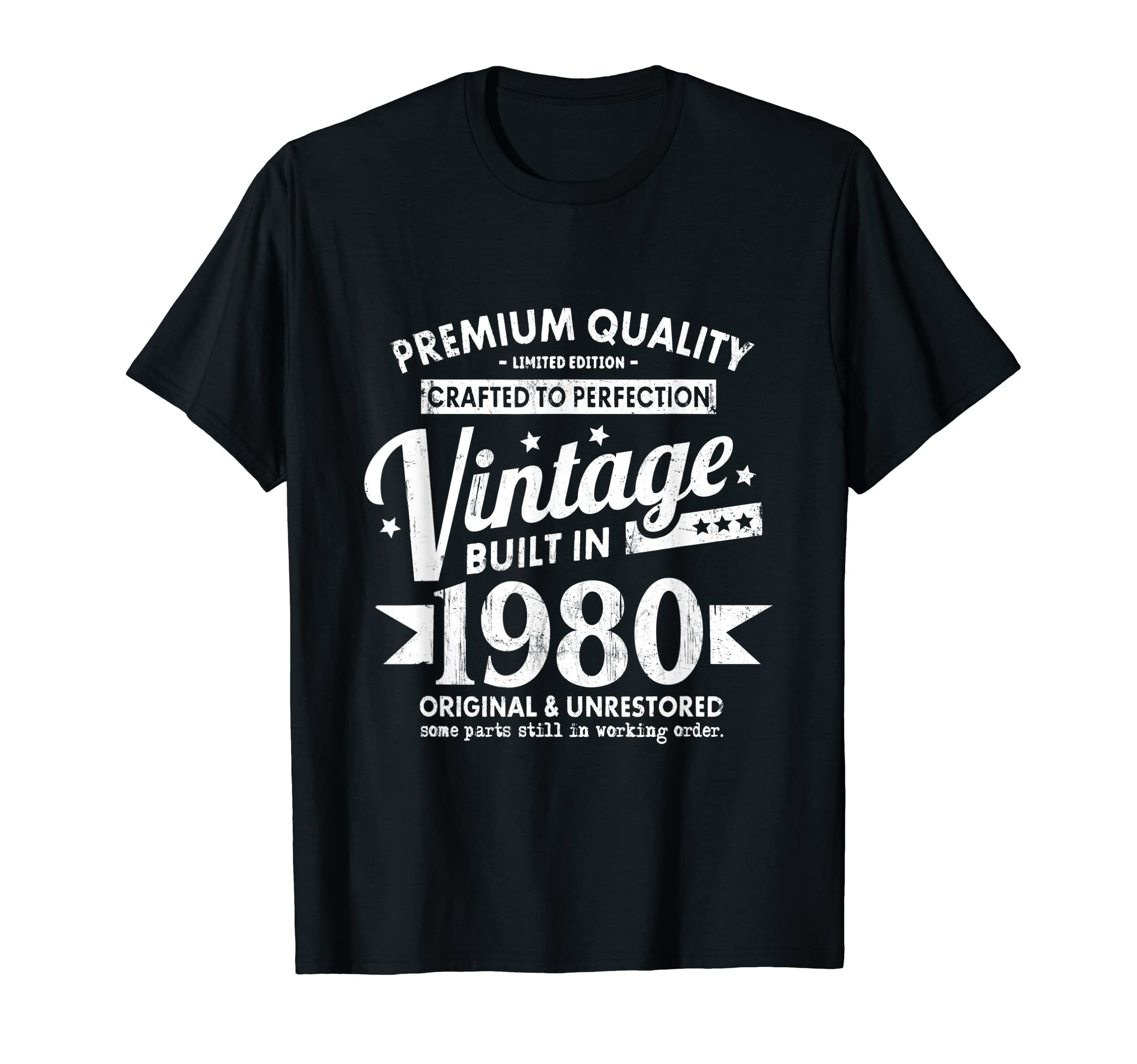 Anniversary Birthday Gift Designs For Men & WomenVintage Built In 1980 Birth Year Original Bday Birthday T-Shirt