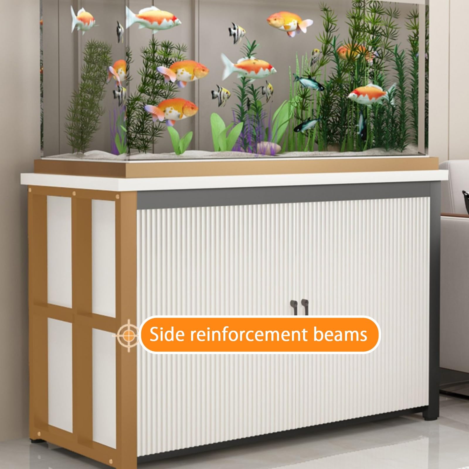 Support d'aquarium avec armoire de rangement pour reptiles et aquariums, support en bois pour le salon ou l'entrée