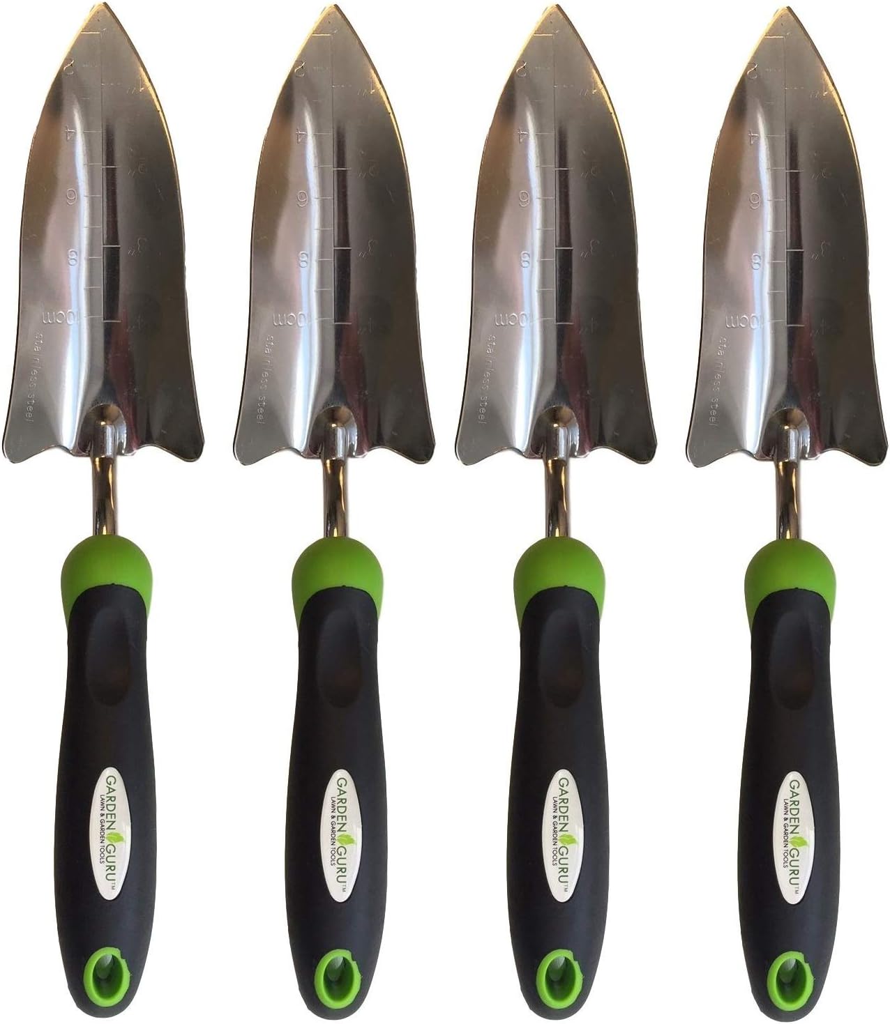 Garden Guru Transplanter Trowel Shovel - Stainless Steel - Rust Resistant - Ergonomic Grip - Perfect Hand Shovel Tool for Gardening Weeding Transplanting and Digging in Garden Beds (4 Pack)