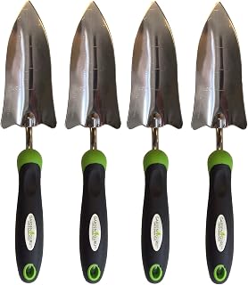 Garden Guru Transplanter Trowel Shovel - Stainless Steel - Rust Resistant - Ergonomic Grip - Perfect Hand Shovel Tool for Gardening Weeding Transplanting and Digging in Garden Beds (4 Pack)