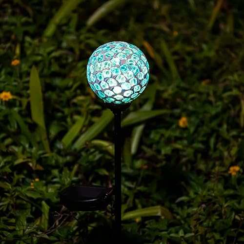 Miniatura 61 de VCUTEKA Luces solares de jardín, luces solares de mosaico, decoración al aire libre, luz de camino, luz LED de estaca para paisaje, césped, patio