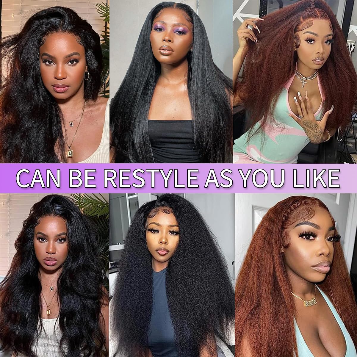 22 Inch Human Hair Clip-In Extensions 7 Piece Set Yaki Straight Full Shine Clip In Hair Extensions Real Human Hair 7 Pcs  main image 3
