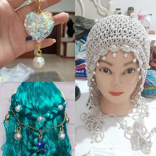 Miniatura 2 de SUKPSY 50 cuentas de perlas de imitación incrustadas de diamantes de imitación de 0.394in, accesorios para ropa, accesorios para el cabello,