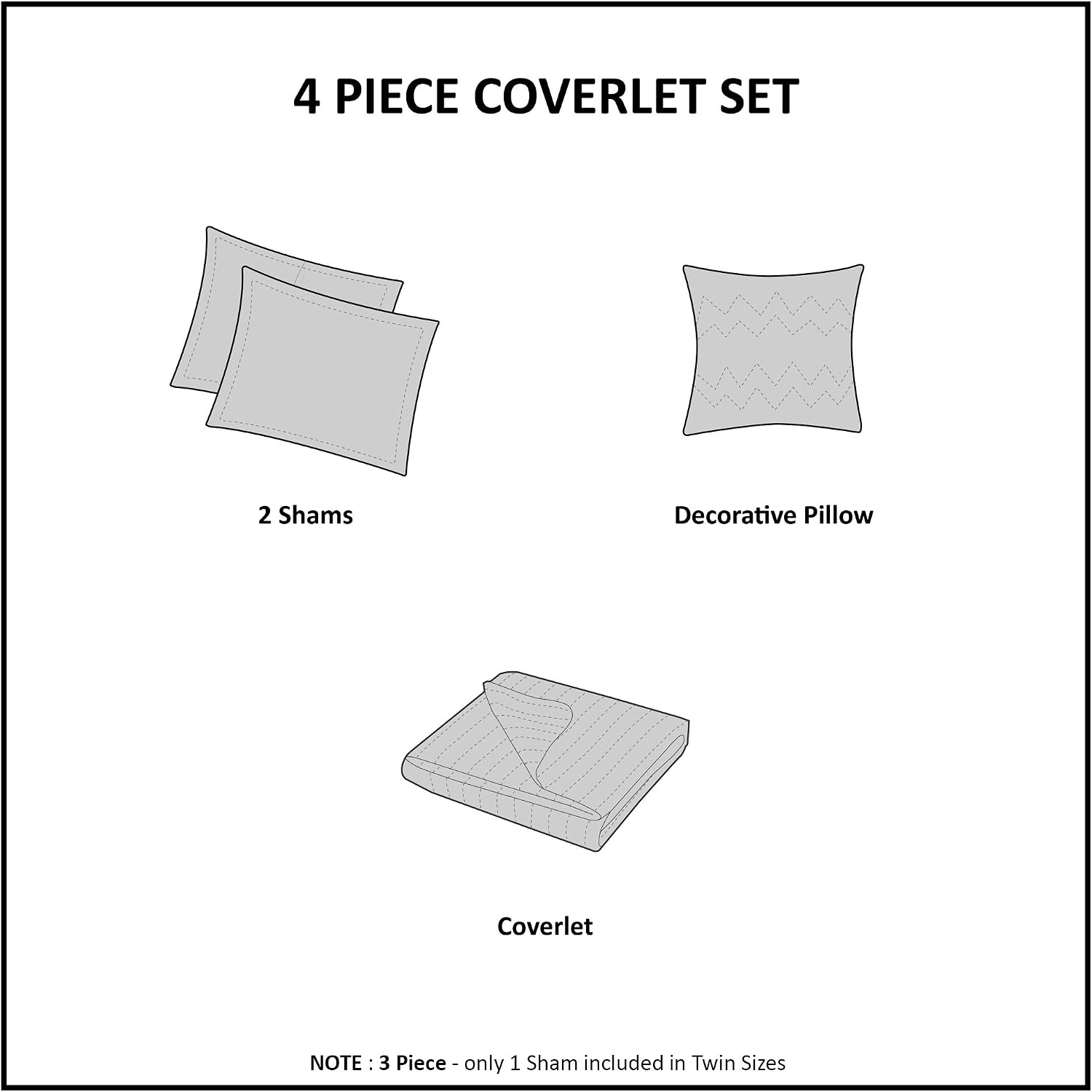 MI ZONE MZ80-339 Libra Coverlet Set, King/Cal King, Grey
