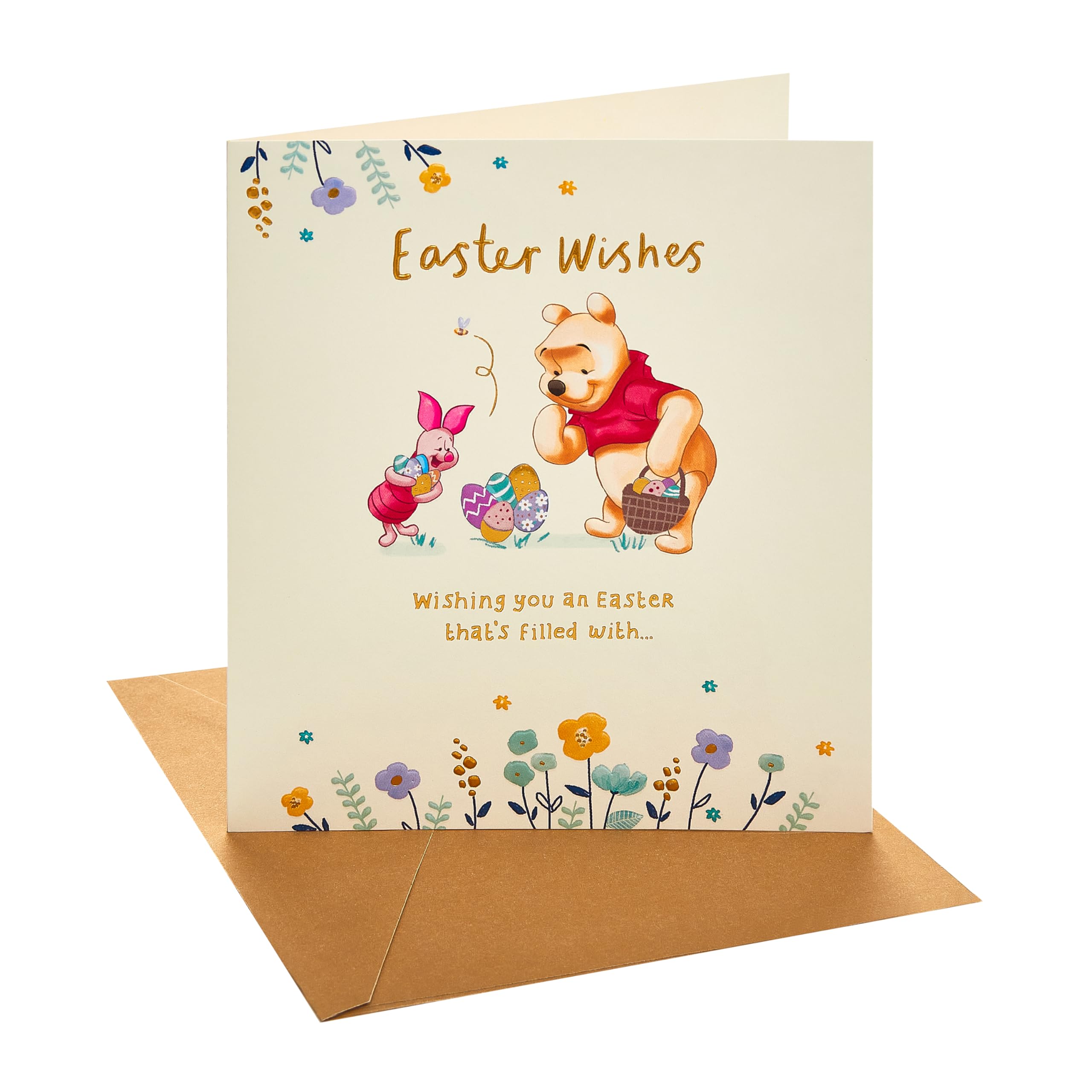 UK Greetings | Disney Winnie the Pooh Easter Card | Her/Him | Winnie the Pooh Easter Egg Scene Design | With Envelope | 15.9 x 18.4 cm